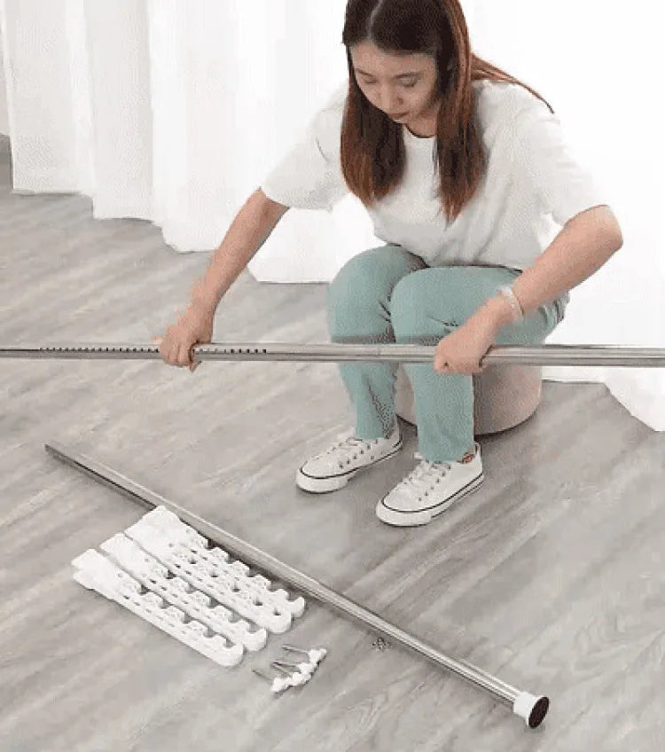 Household Flooring drying rack indoor telescopic pole drying rack Balcony Window Retractable drying rod Fixed Hanging Coat Racks