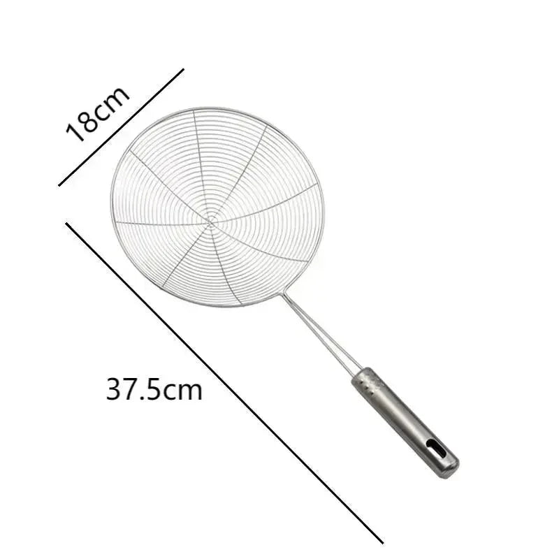 1PC Stainless Steel Strainer Ladle Skimmer Oval Fine Mesh Oil Pot Strainers Home Kitchen Tools Strainer Oil Skim Grease Foam