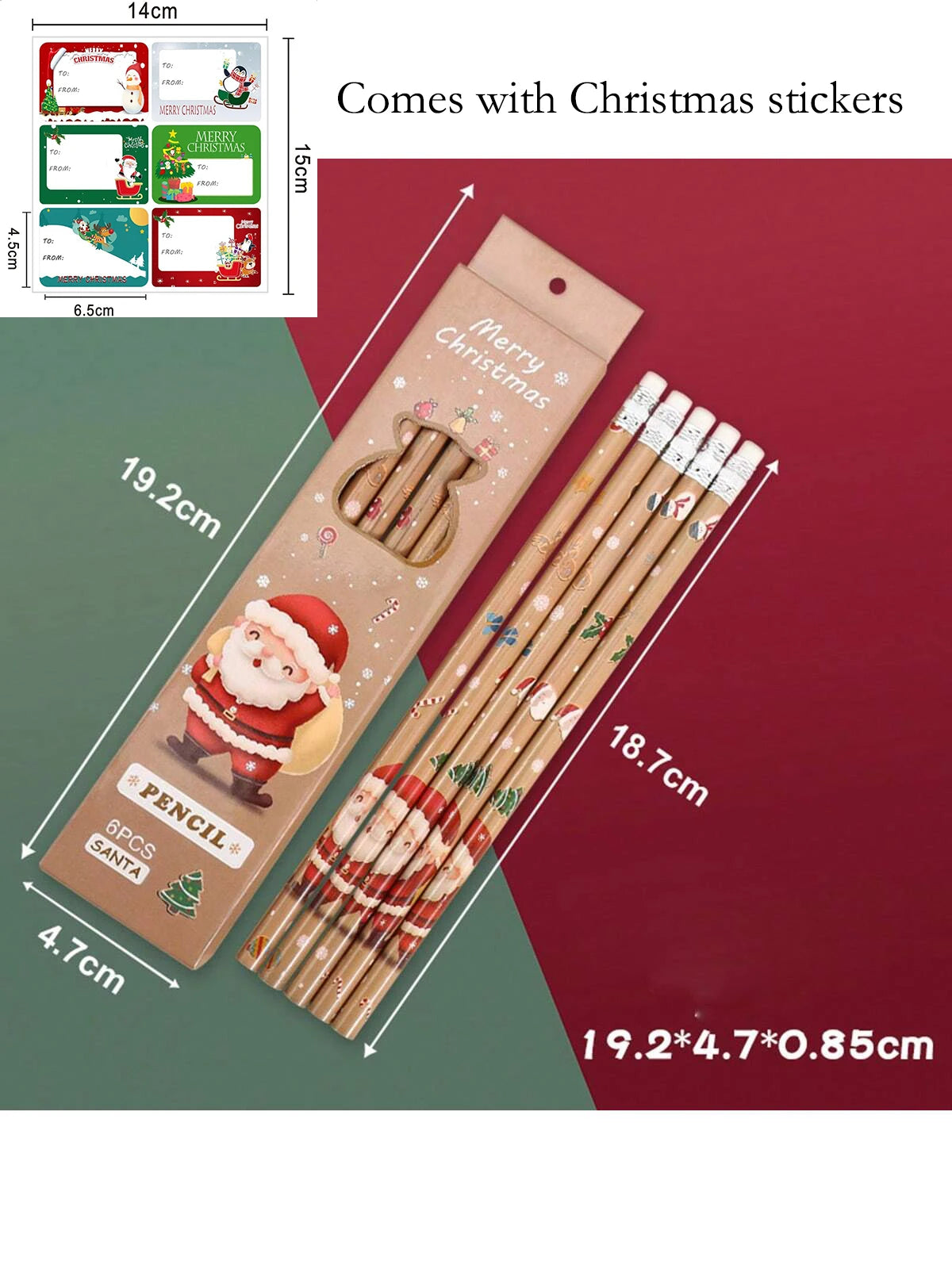 Christmas gift cartoon cute 6 HB pencil set with eraser box office cultural and educational supplies