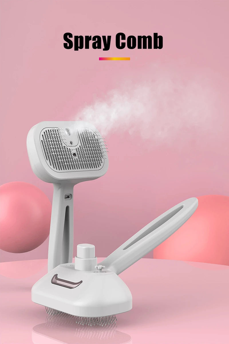 Type-c Rechargeable Pet Spray Disinfection Self-cleaning Comb Pet Massage Comb Steam Brush for Hair Care