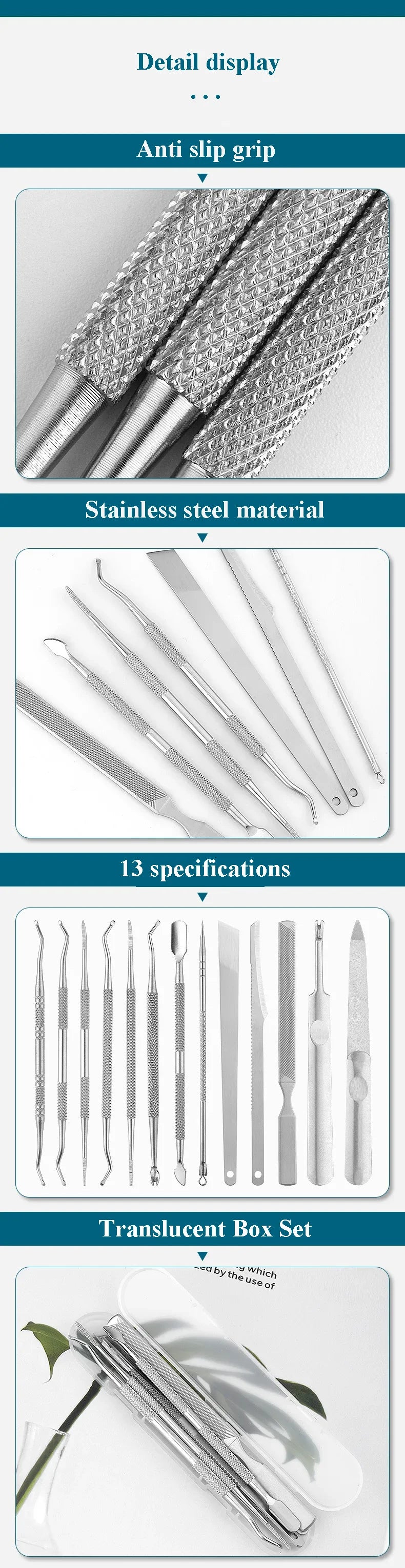 3-6pcs Stainless Steel Manicure Pedicure Knife To Remove Dead Skin Calluses Thick Hard Nail Clippers Acne Needle Pick Tool Set