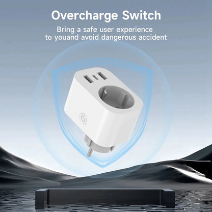 New-A47Q-16A Tuya Smart Plug Socket With PD Fast USB Ports Power Monitor Timing And Countdown Smart Home Via Alexa Home EU PLUG