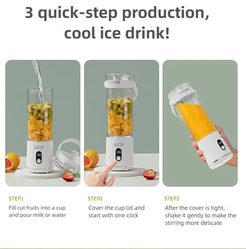 New Portable Juice Blender 600ml 12 Blades Fast Blending USB Rechargeable For Outdoor Milkshake Smoothie Electric Blender