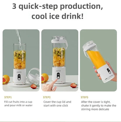 New Portable Juice Blender 600ml 12 Blades Fast Blending USB Rechargeable For Outdoor Milkshake Smoothie Electric Blender