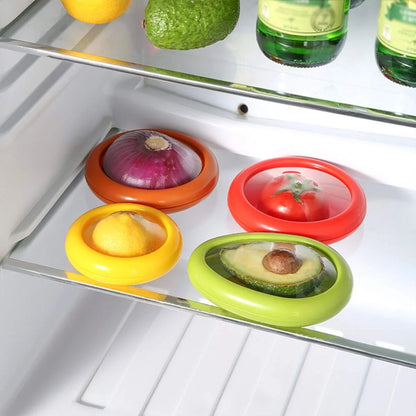 1/4PCS Reusable Food Saver Box Half Cut Fruit Freshing Retractable Film Storage Container Fruit Preservation Seal Cover Kitchen