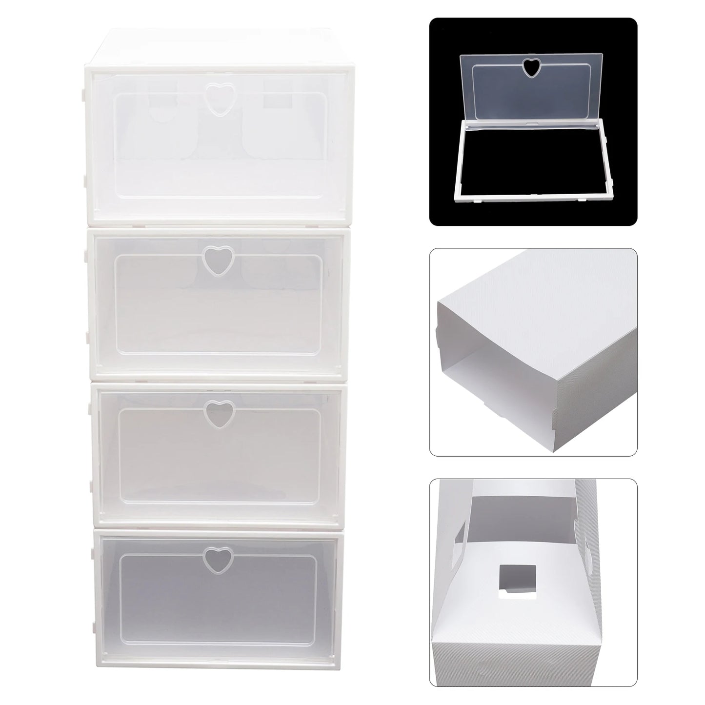 20Pcs Foldable Shoe Storage Boxes with Lids Transparent Stackable Containers Drawer Style PP Plastic Shoe Organizers