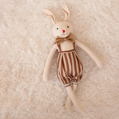 Stuffed Bunny Cloth Dress Toys Smoothing Toy for Infant  Cuddling sleep doll for Girls Handmade Diversity Brown Rabbit Plushie