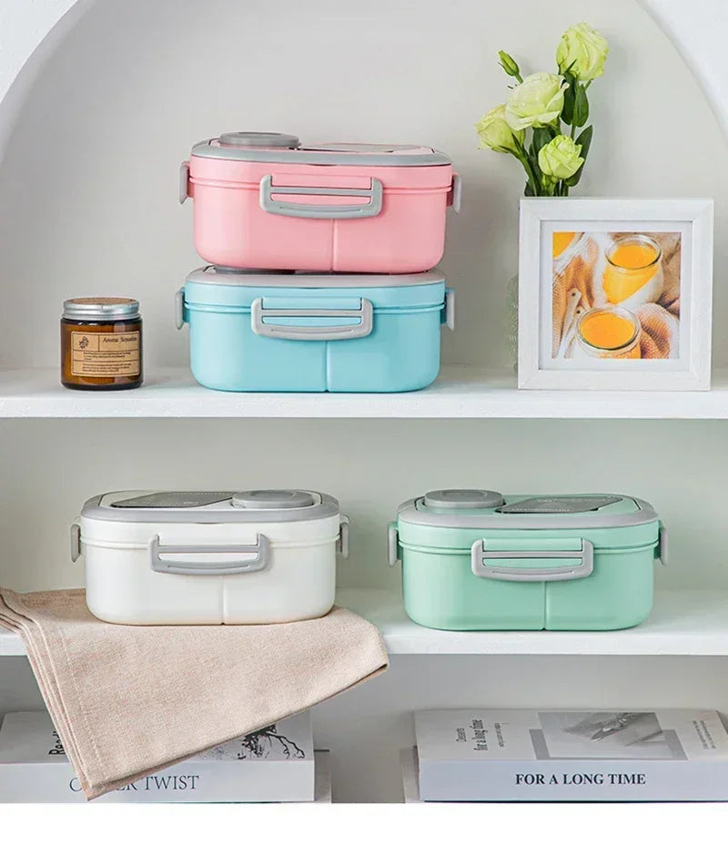 2025 Portable Lunch Box Compartment Wheat Straw Bento Carrying Handle Reusable Tableware Container Meal Snack Food Containers