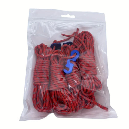 4 Outdoor Tent Ropes, Reflective Ropes Canopy Ropes Reinforced Windproof Ropes with Buckles To Ensure Safety Camping Accessories
