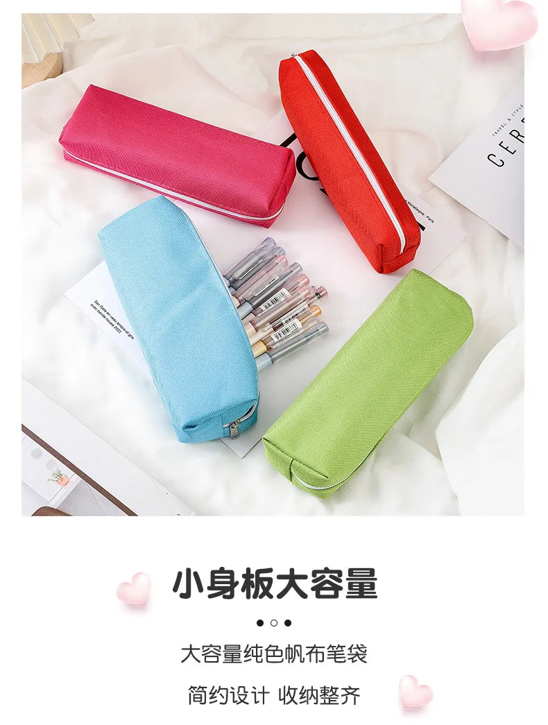 Simple Pencil Case School Supplies Pencil Cases Estuche Escolar Solid Color School Stationery Kalemlik Trousse Pencil Pouch