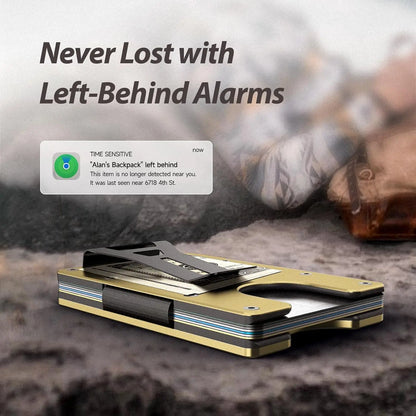 RFID Blocking Credit Card Holder, Slim Wallet For Men, Compatible with Find My iOS Only, Detachable Money Clip