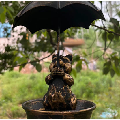 Bird Feeder Water Feeding Tray Umbrella Roof Sturdy Iron Birds Water Station Birdbath for Starlings Bluebirds Yard Gift Trees