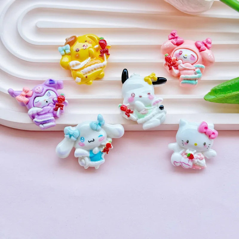 100pcs Cartoon porker Sanrio diy resin accessories accessories handmade hairpins mobile phone cases headwear supplies