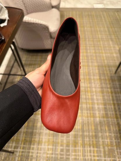 FEDONAS Fashion Classic Soft Genuine Leather Flats Shoes Elegant Basic Square Toe Flats Platforms Spring Summer Office Shoes