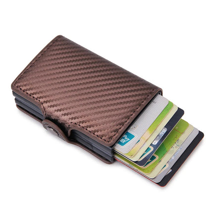 RFID Blocking Men Wallet Credit Card Holder Leather Card Wallet Double Metal Box ID Card Holder Money Clip Purse New 2023