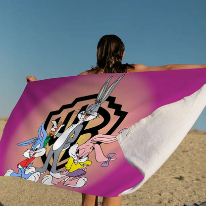 L-Looney-Tunes Beach Towel Cartoon Cute Summer Kids Large Bath Pool Beach Towel Microfiber Absorbent For Swimming Travel