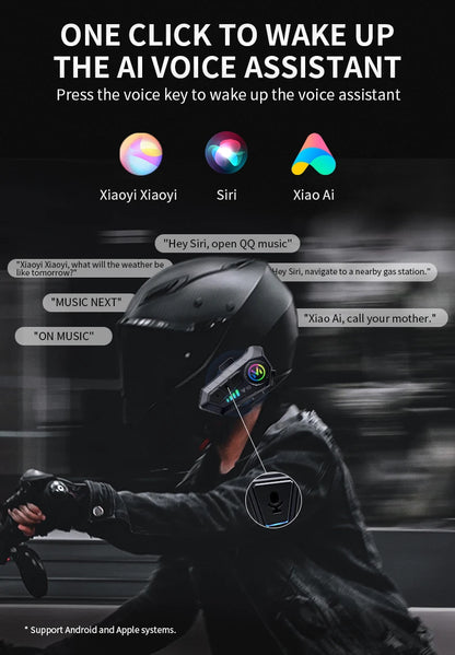 Y10 Motorcycle Helmet Bluetooth Headset 2000Mah Super Long Standby Wireless Hands-free Waterproof Motorbike Earphone