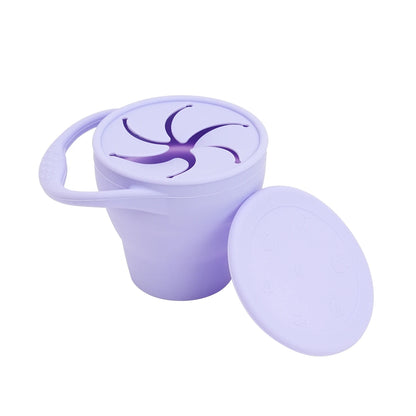 1Pcs Solid Colors Baby Snack Cup Collapsible Portable Food Storage Box Silicone Feeding Snacks Container With Lid Baby Stuff
