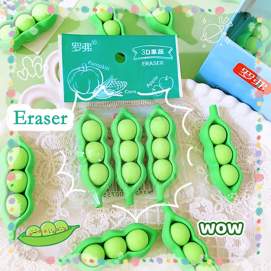 Kawaii stationery items School teacher gift Office Supplies classroom back to school Pea Rubber funny Erasers