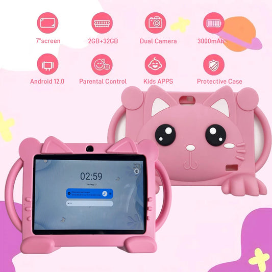 Tablet Kids Android 7 Inch 32GB 5G WiFi Bluetooth Toddlers Tablet PC Toddler Educational Learning Toys Children Boy Girl Gifts