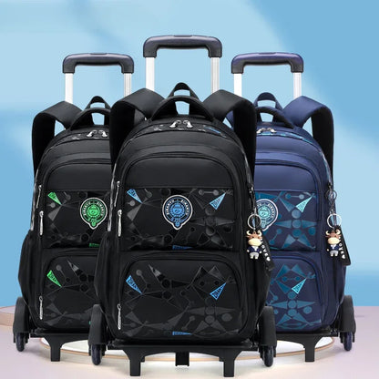 School Rolling Backpacks School bags for Boys Trolley bag with Wheels Waterproof Orthopedic School Bag Student Wheeled Backpack