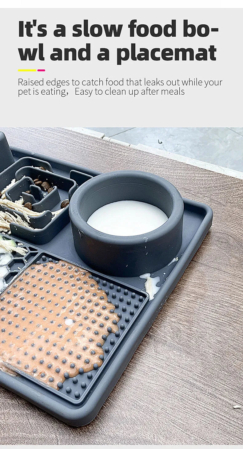 Multifunction Pet Slow Feeder Bowls Dog Licking Mat With Suction Cups For Anxiety Relief Dog Cat Water Drinking Eating Food