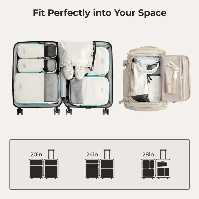 BAGSMART Compression Packing Cubes Expandable Travel Set Storage Bag 6 Pcs Travel Organizer Luggage Carry Suitcase
