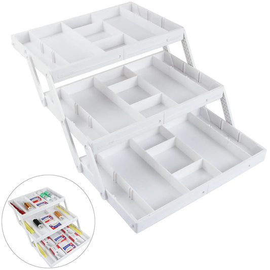 2/3 Tier Drawer Organizer Multi Level Collapsible Expandable Desk Organizer Trays for Office Supplies, Kitchen Gadgets Utensils