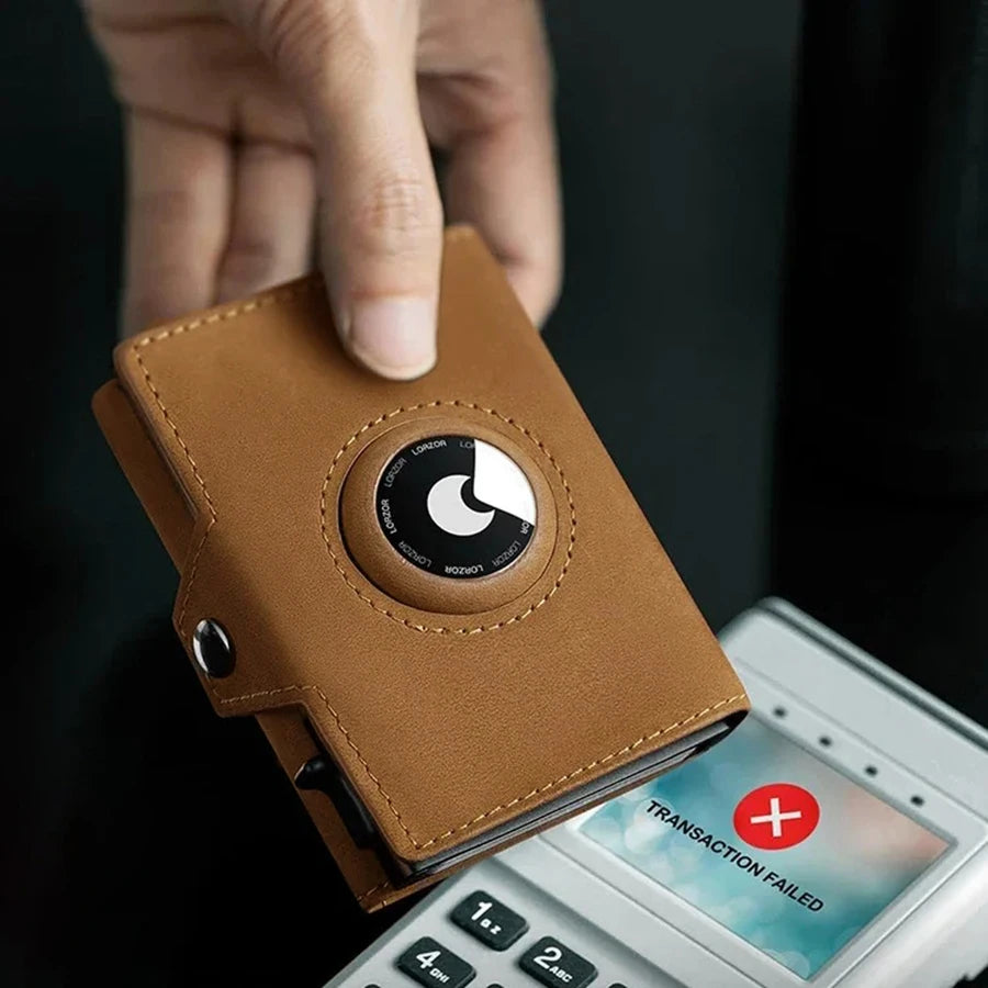 Men's RFID Blocking Wallet with Coin Pocket Airtag Wallet