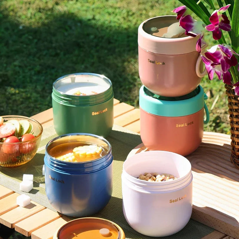 Portable Breakfast Cup With Lid and Spoon Multifunction Oatmeal Cup Cereal Nut Yogurt Mug Snack Cups Small lunch box soup bowl