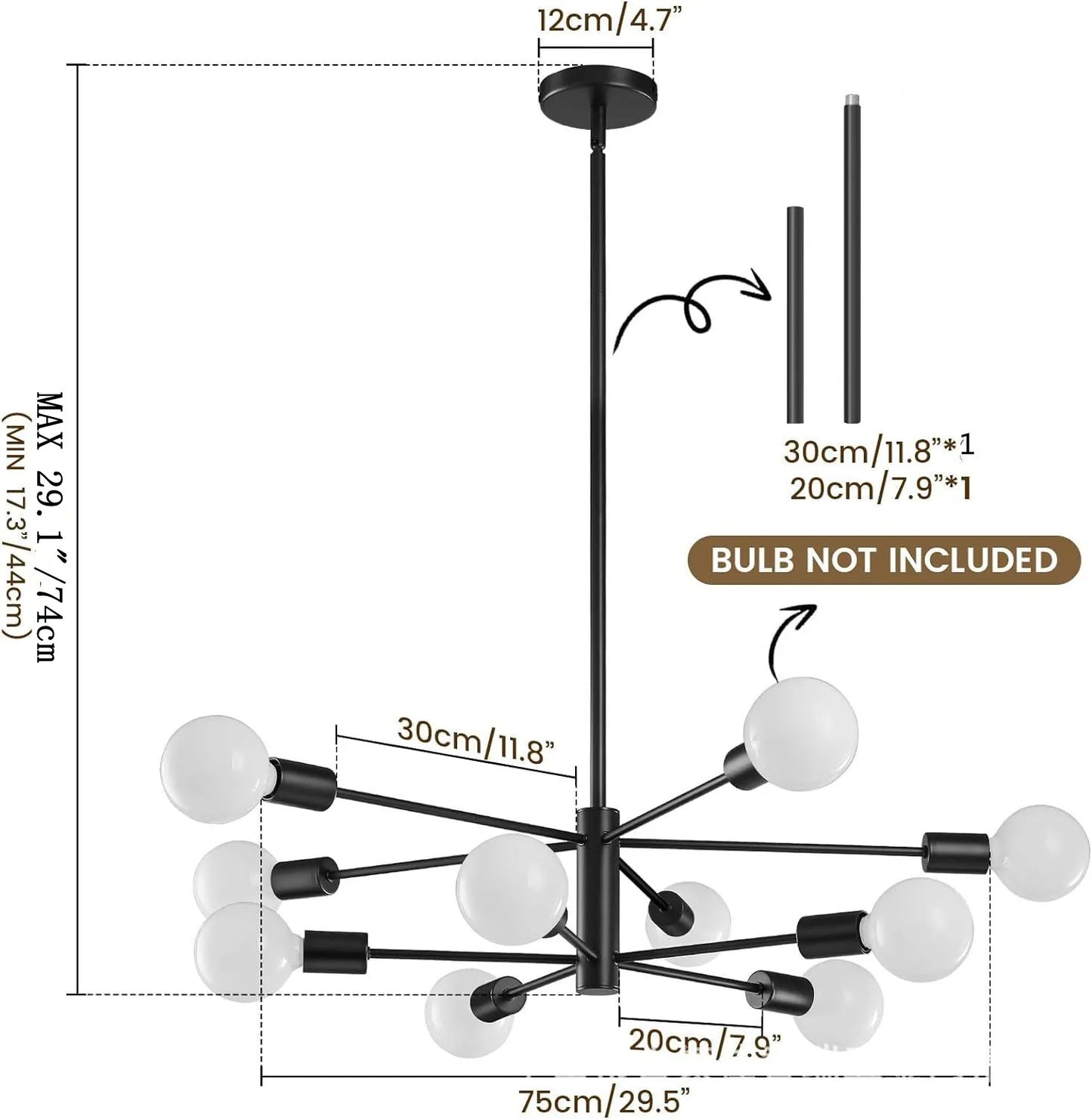 Decorative Living Room Chandelier Light 6/8/10/12 Lamps Heads Modern E27 Ceiling Chandelier Dining Room Bedroom Chandelier Lamp