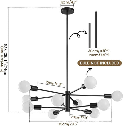 Decorative Living Room Chandelier Light 6/8/10/12 Lamps Heads Modern E27 Ceiling Chandelier Dining Room Bedroom Chandelier Lamp