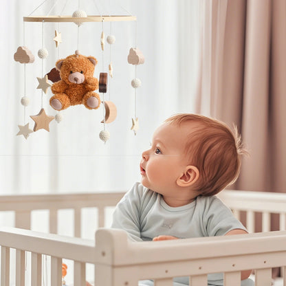 Baby Mobile Crib Bed Bell Musical Rattles Toys Soft Felt Cartoon Animal for Infants Nursery Mobiles Forest Animals Crib Toys