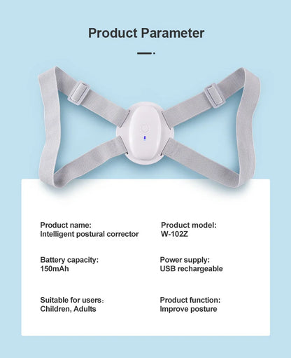 Electric back posture corrector with vibration alert, with elastic adjustable shoulder straps for improved back posture training