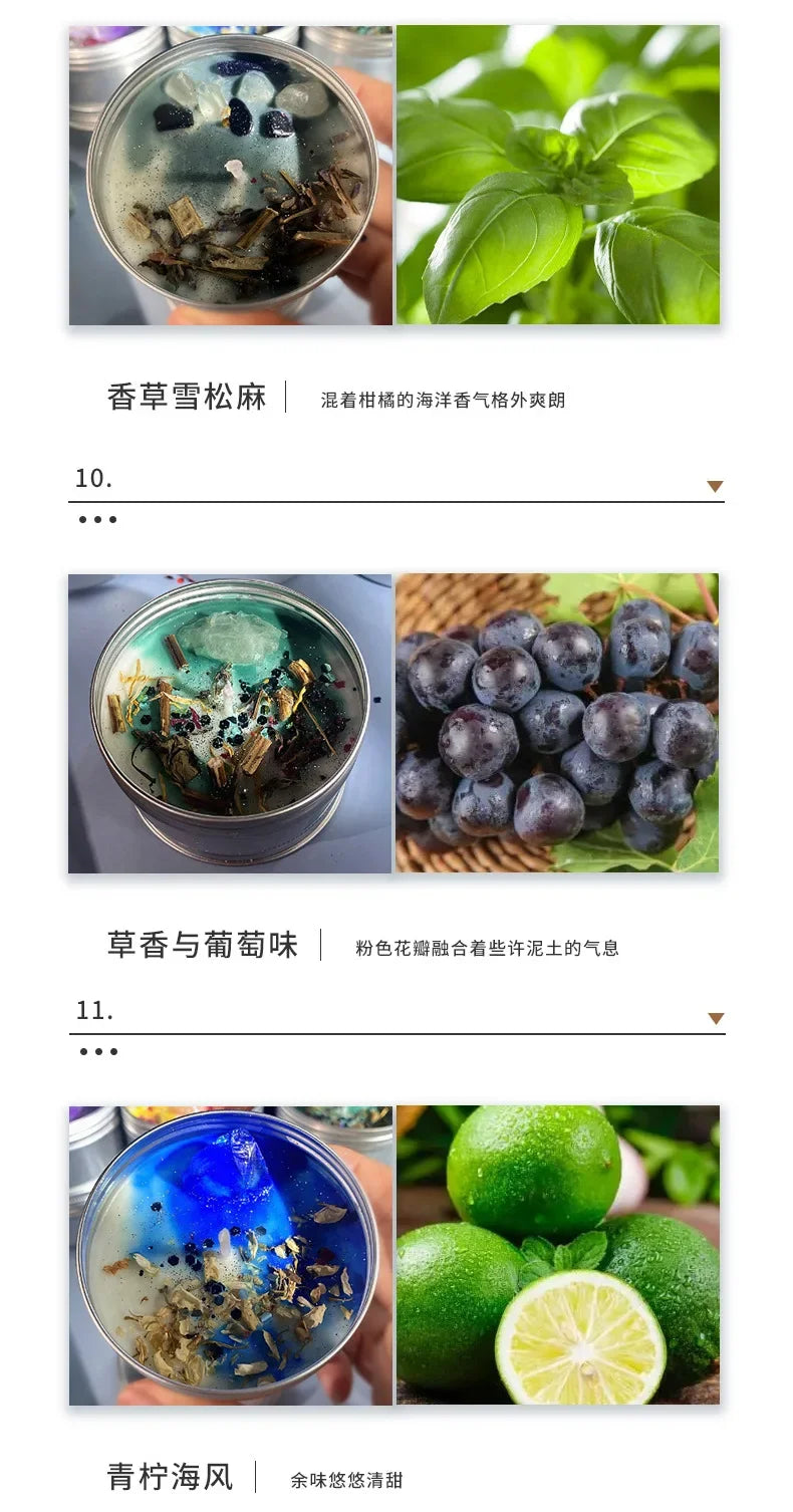 Scented Candle Crystal Stone Dry Flower Silver Tin Candle Hotel Wedding Ceremony Candle