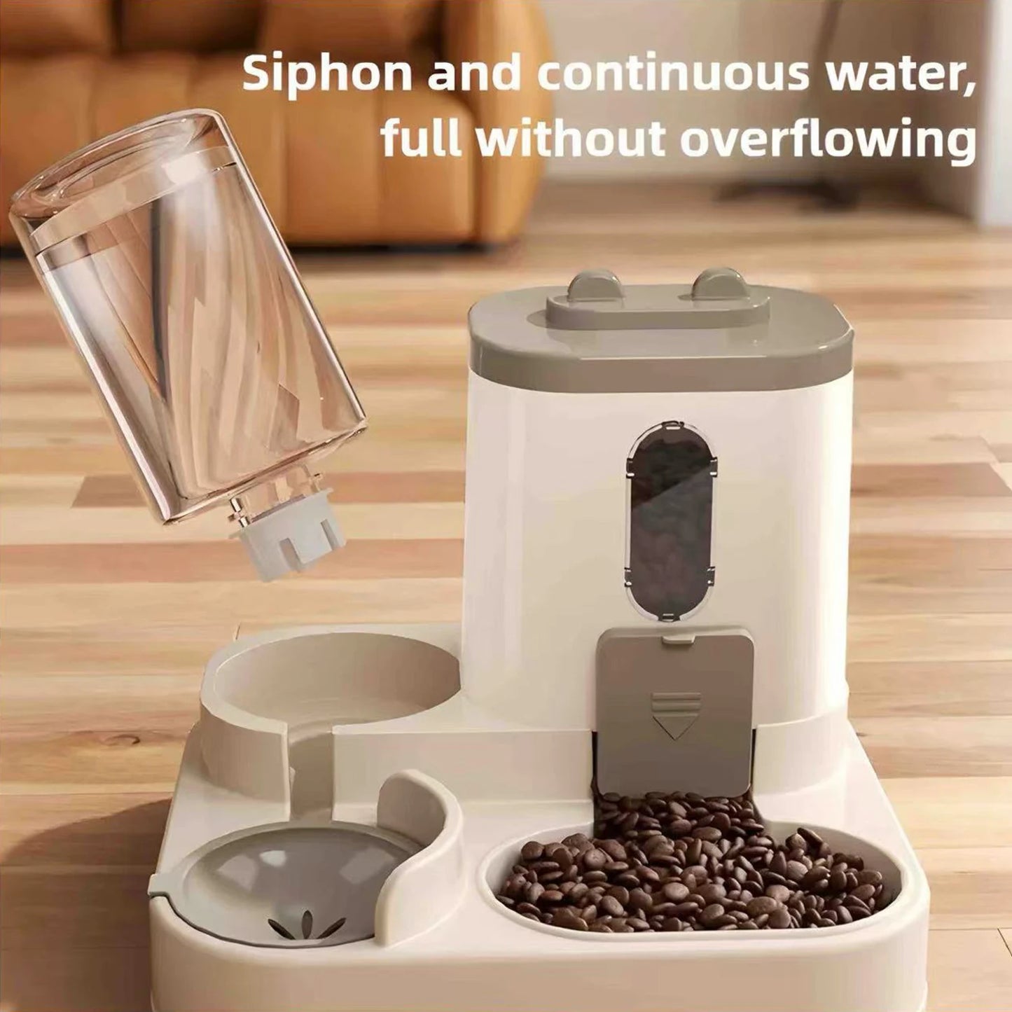 Automatic Feeder with Spill Proof Design with Water Fountain Pet Food Dispenser for Small Medium Large Cats Dogs