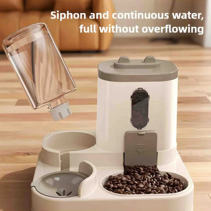 Automatic Feeder with Spill Proof Design with Water Fountain Pet Food Dispenser for Small Medium Large Cats Dogs