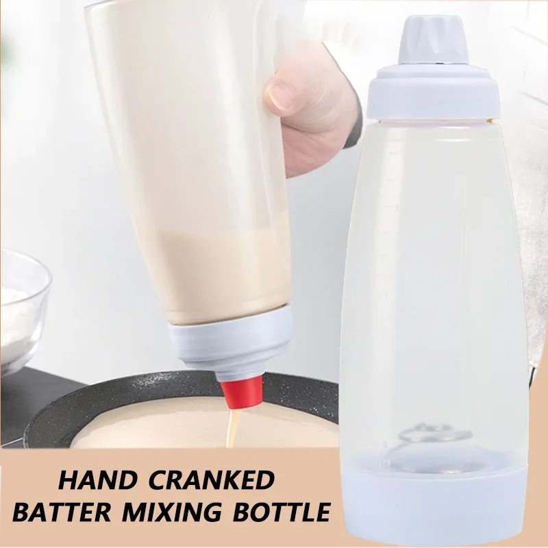Pancake Batter Bottle Battler Mixer with Blender Ball Wire Whisk for Restaurant Baking Pancakes Cupcakes Muffins Crepes and More
