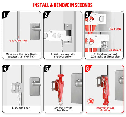 Portable Door Lock for Home Security Door Locks Locks for Extra Security and Protection of Privacy on the Go Perfect for Travel