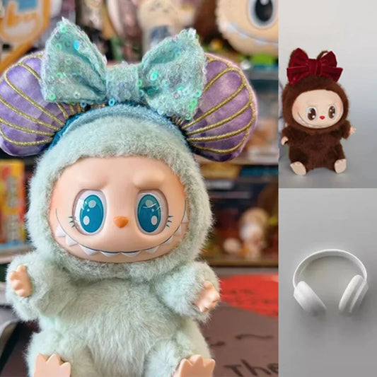 wholesale Labubu Sitting Party Headband Plush Doll Accessories Kawaii Hair Band Adorable Toy Decoration Gift Labubu2 Clothes