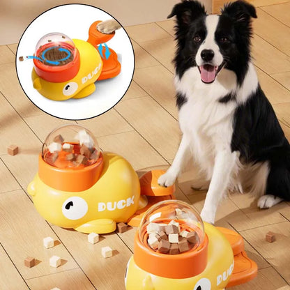 Pet Interactive Toy Dog Automatic Feeder  Pet Food Treat Dispenser Cartoon Duck Design Anti-slip Pet Feeder for Dog Training
