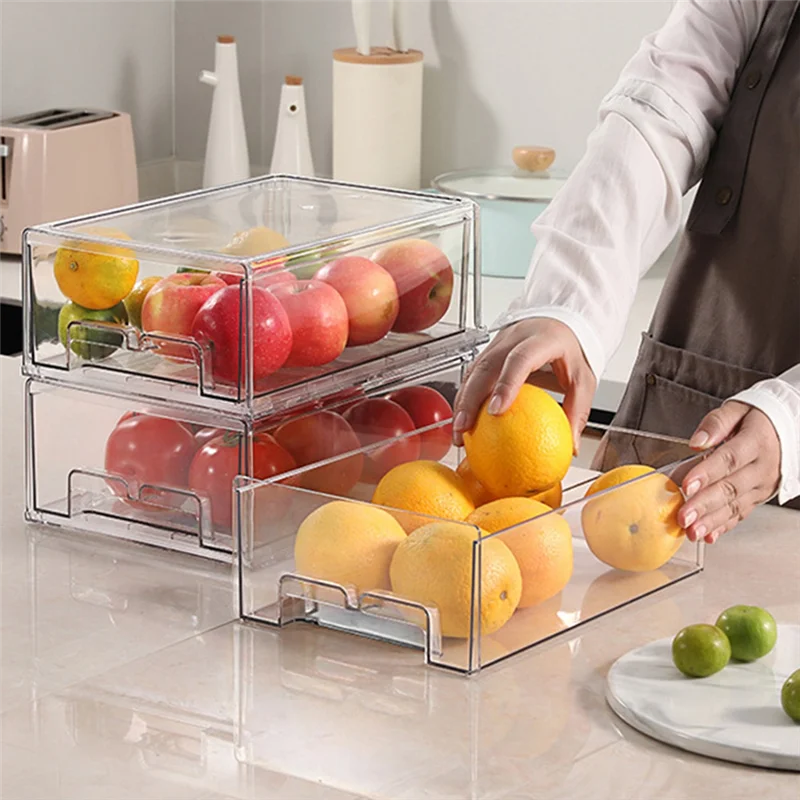ABYN-Refrigerator Drawers Stackable Fridge Organizer Bins For Refrigerator Organizers And Storage