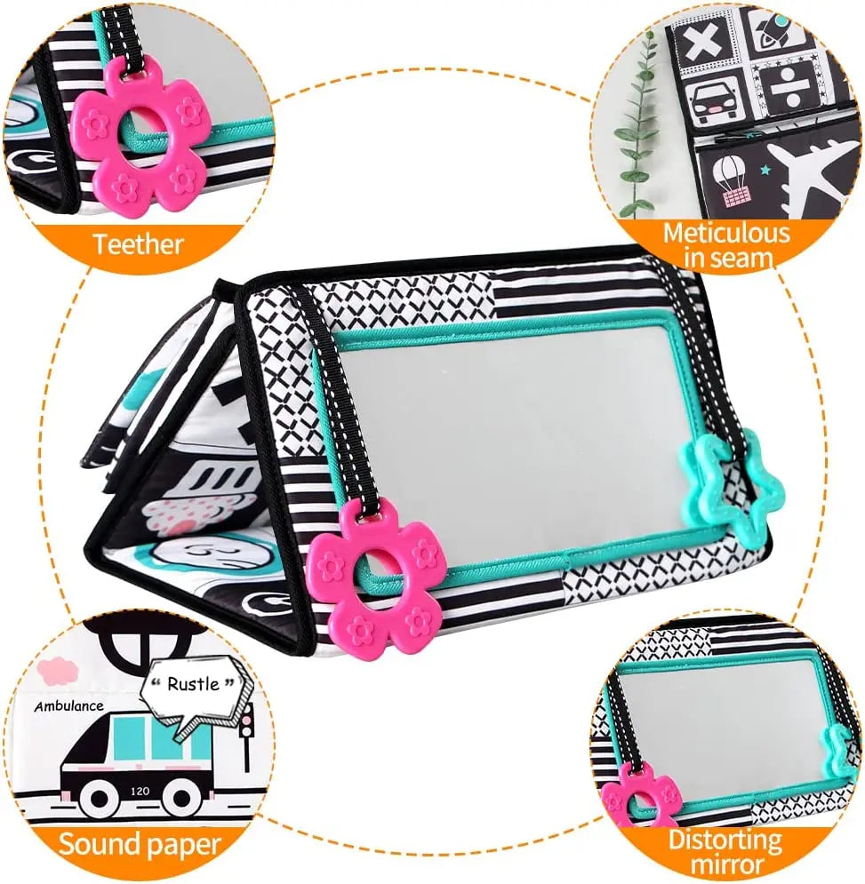 Black And White Baby Floor Mirror Tummy Time Sensory Baby Toys 6 12 months Toys For Babies Montessori Development Crawl Toys