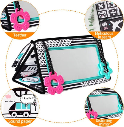 Black And White Baby Floor Mirror Tummy Time Sensory Baby Toys 6 12 months Toys For Babies Montessori Development Crawl Toys