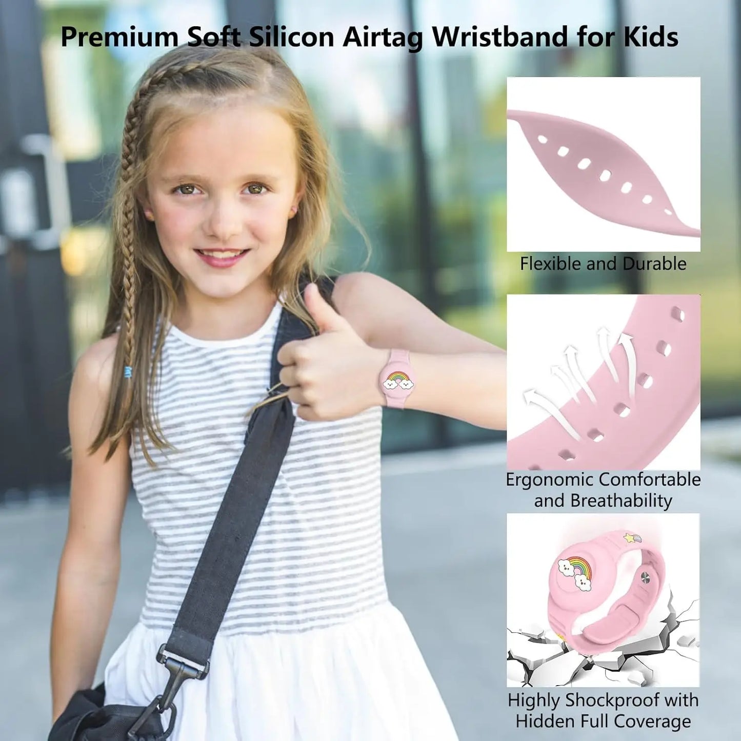 For Airtag Wristband Kids Waterproof Silicon Cartoon Hidden Airtag Bracelet Anti-Lost Airtag Holder Case Tracker Accessory