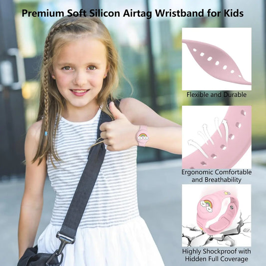 For Airtag Wristband Kids Waterproof Silicon Cartoon Hidden Airtag Bracelet Anti-Lost Airtag Holder Case Tracker Accessory