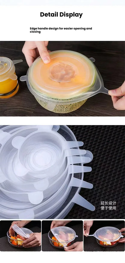 6Pcs Six-Piece Set of Fresh-Keeping Lids, Silicone Sealing Lids, Silicone Crisper Lids, Smiley Face Sealing Lids, Fresh-Keeping Lids