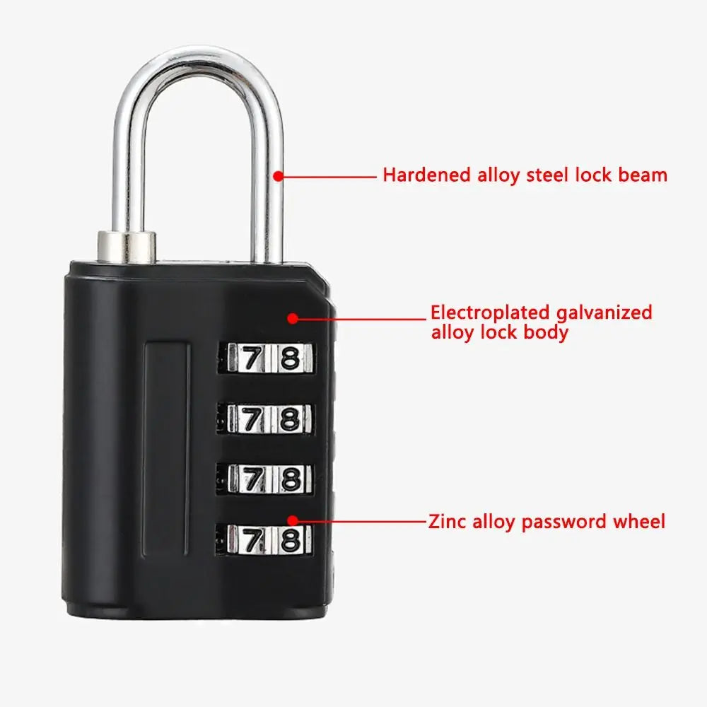 4 Digit Number Combination Pad Lock Padlock Outdoor Waterproof Lock Suitcase Luggage Security Coded Lock