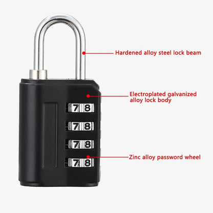 4 Digit Number Combination Pad Lock Padlock Outdoor Waterproof Lock Suitcase Luggage Security Coded Lock
