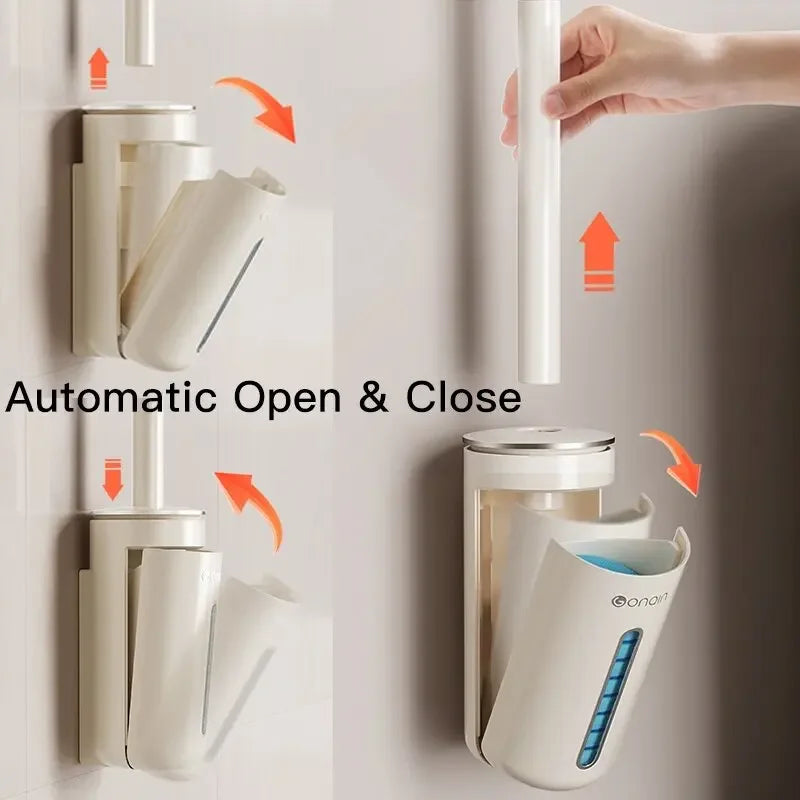 Disposable Toilet Brush Cleaner with Long Handle Bathroom Cleaning Sponge Brush with Replaceable Brush Head Toilet Accessories